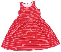 Červeno-bílé pruhované letní šaty se srdíčky zn. H&M