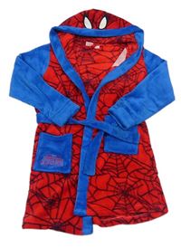 Červeno-modrý chlupatý župan Spiderman s kapucí zn. Rebel