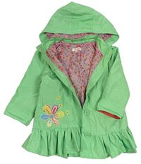 Zelená šusťáková jarní bunda s kytičkou a kapucí zn. Bluezoo