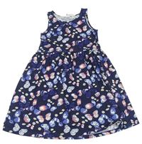 Tmaovmodro-barenvé šaty s motýlky zn. H&M