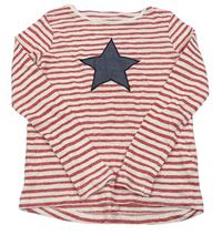 Smetanovo-červené pruhované triko s hvězdou zn. Yigga