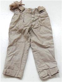 Béžové plátěné oteplené kalhoty s páskem zn.Early days