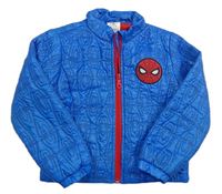 Modrá šusťáková vzorovaná zateplená bunda Spiderman zn. Disney 