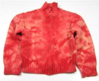 Červený batikovaný propínací svetřík s límečkem zn. Mothercare