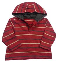 Červeno-pískovo-hnědé pruhované polo triko s kapucí zn. M&S