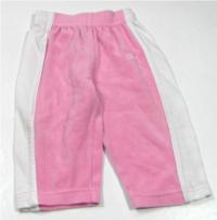 Růžovo-bílé sametové kalhoty s pruhy 