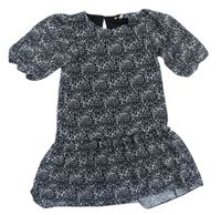 Šedo-černé šifonové šaty s leopardím vzorem zn. Bluezoo