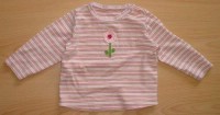 Růžovo-khaki pruhované triko s kytičkou zn. Marks&Spencer