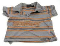 Šedo-oranžové pruhované tričko s límečkem zn. Donnay 