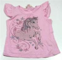 Růžové tričko s koníkem zn. Girl2girl