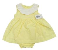 2set - Žluté plátěné šaty s límečkem + kalhotky zn. Matalan