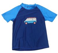 Tmavomodro-modré UV tričko s autobusem zn. J&M