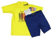 2Set - Žluté UV tričko se surfy + tmavomodré UV kraťasy zn. lupilu