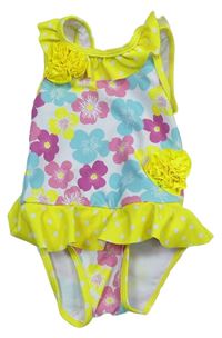 Žluto-růžovo-modré květované plavky s volánkem zn. Mothercare