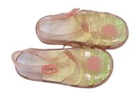 Světlerůžové třpytivé gumové boty do vody s mušlemi zn. Primark vel. 27