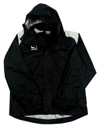 Černo-bílá šusťáková nepromokavá funkční bunda s ukrývací kapucí zn. Sondico