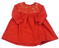 Červené teplákové šaty s hvězdičkami z flitrů zn. F&F