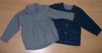 Set - tmavomodrá fleecová bundička + kostkovaná košile zn. Marks&Spencer