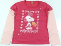 Outlet - Růžovo-světlerůžové triko se Snoopym 