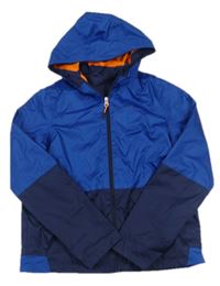 Modro-tmavomodrá šusťáková jarní funkční bunda s kapucí zn. Quechua