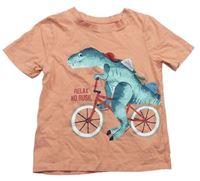 Oranžové tričko s dinosaurem zn. C&A