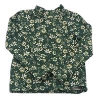 Zelené květované žebrované triko zn. Tu