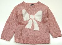 Růžový melírovaný svetr s mašličkou zn. George