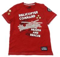 Červené tričko s helikoptérou zn. Cherokee 