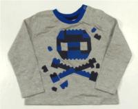 Šedo-modro-tmavomodré triko s lebkou zn. F&F 