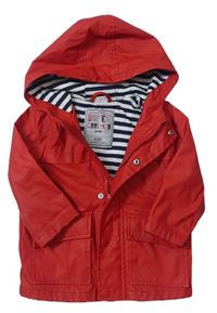 Červená pogumovaná jarní bunda s kapucí zn. F&F
