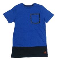 Cobaltově modro-tmavomodré melírované tričko s kapsou zn. F&F