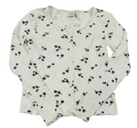 Bílé květované žebrované crop triko s knoflíky zn. Page