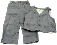 Set - Šedé lněné kalhoty + vestička