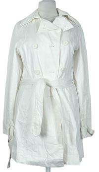 Dámský bílý plátěný podzimní kabát s páskem zn. Rossetti