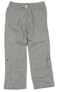 Béžové pruhované plátěné roll-up kalhoty zn. H&M