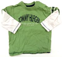 Zeleno-béžové triko zn. Tommy Hilfiger 