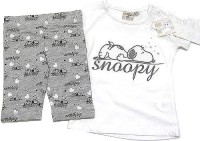 Outlet - 2set - Bílé tričko+šedé 3/4 legínky se Snoopym
