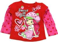 Outlet - Červeno-růžové triko s holčičkou 