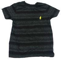 Černé pruhované melírované tričko s výšivkou zn. NUTMEG