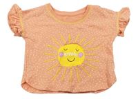 Oranžové puntíkaté oversize tričko se sluncem zn. Matalan