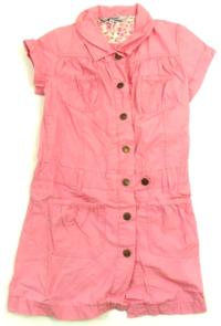 Růžové plátěné propínací šatičky s límečkem zn. girl2girl