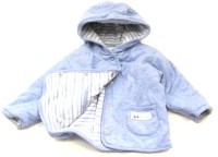 Modrý-pruhovaný zateplený oboustranný kabátek s kapucí zn. Next