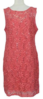 Dámské růžové krajkové šaty s flitry zn. Lipsy