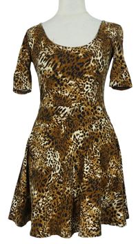 Dámské hnědo-černé leopardí šaty zn. Miss Selfridge 
