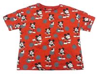 Červené oversize tričko s Mickeym zn. Next