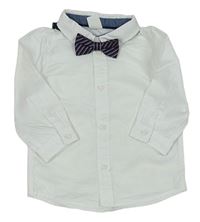 2set - Bílá košile + pruhovaný motýlek zn. H&M