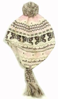 Smetanová vzorovaná pletená čepice s motýlky zn. millie