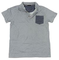 Tmavomodro-šedé vzorované polo tričko zn. Next
