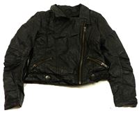 Černá koženková oteplená bunda zn. F&F