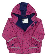 Růžovo-tmavomodrá vzorovaná nepromokavá jarní bunda s kapucí zn. x-mail